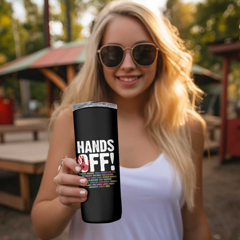 Resist Hands Off Skinny Tumbler Protect USA American We The People