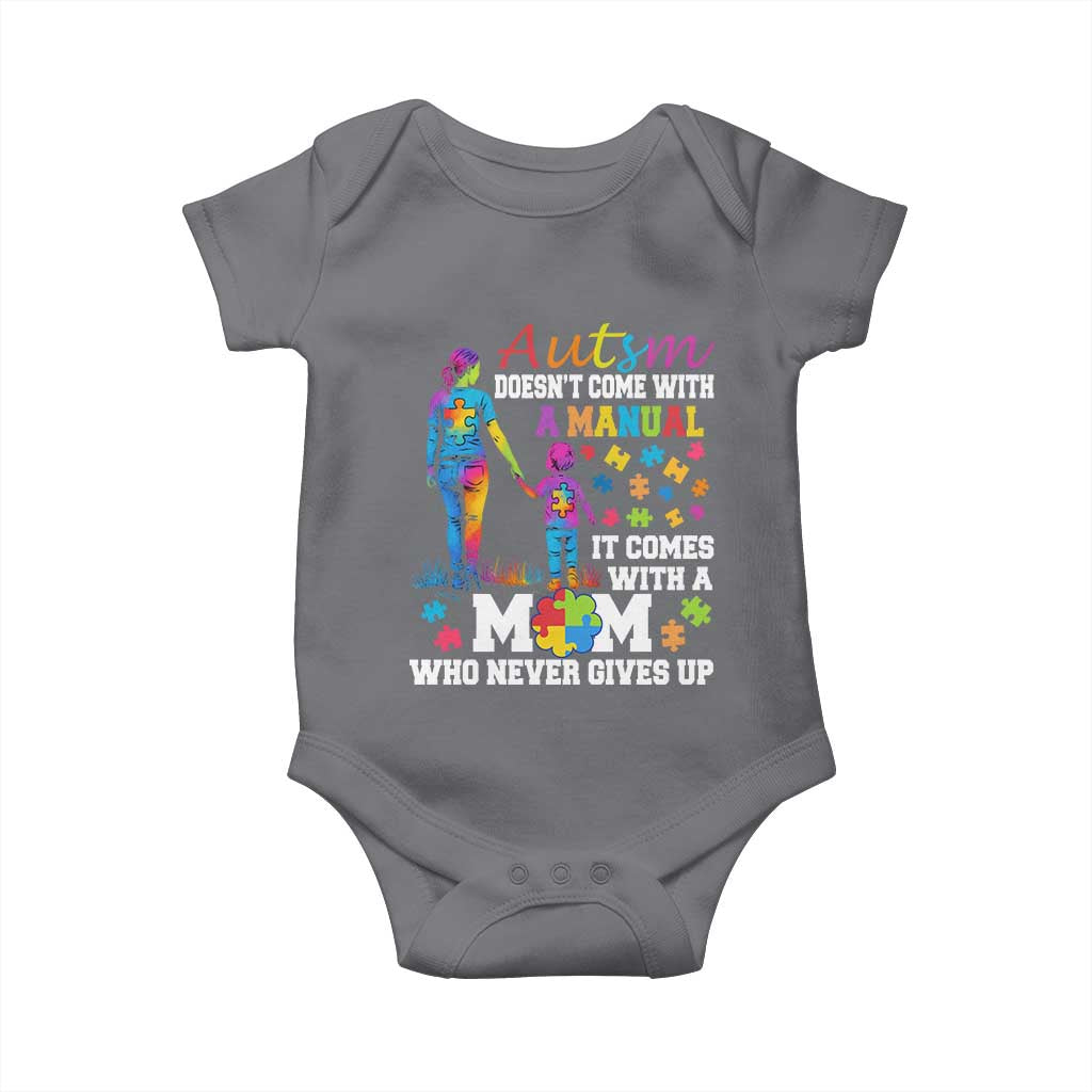 Autism Mom Baby Onesie Who Never Gives Up Family Support Autistic