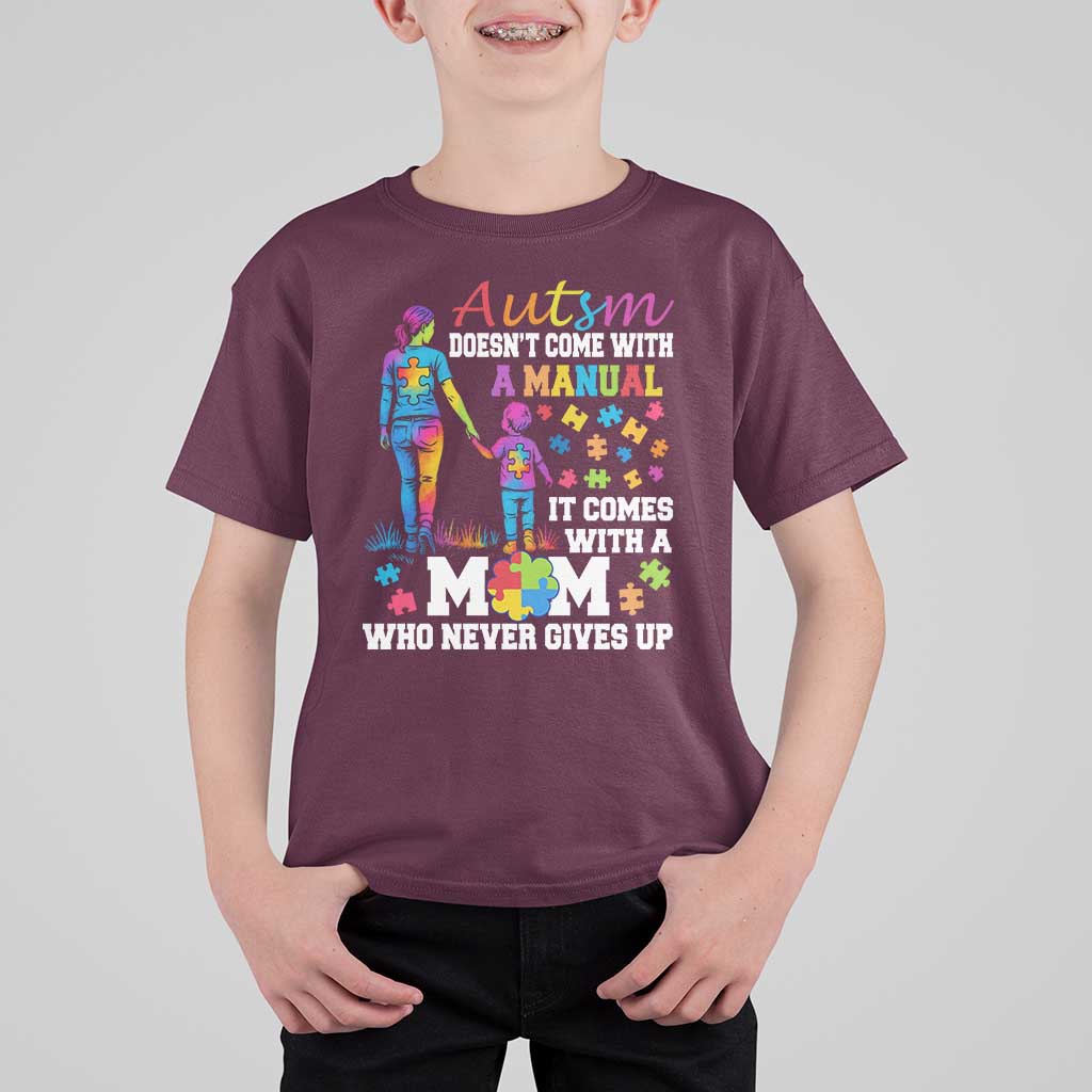 Autism Mom T Shirt For Kid Who Never Gives Up Family Support Autistic