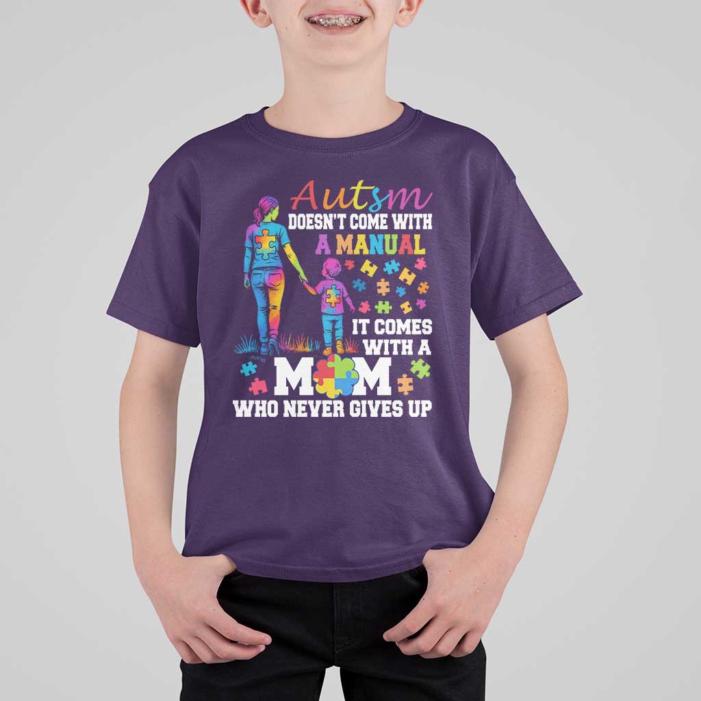 Autism Mom T Shirt For Kid Who Never Gives Up Family Support Autistic