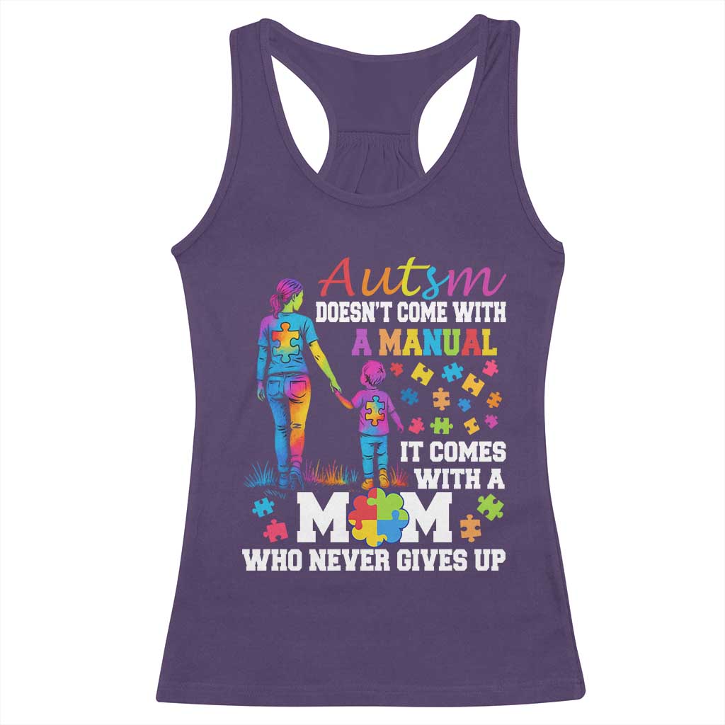 Autism Mom Racerback Tank Top Who Never Gives Up Family Support Autistic