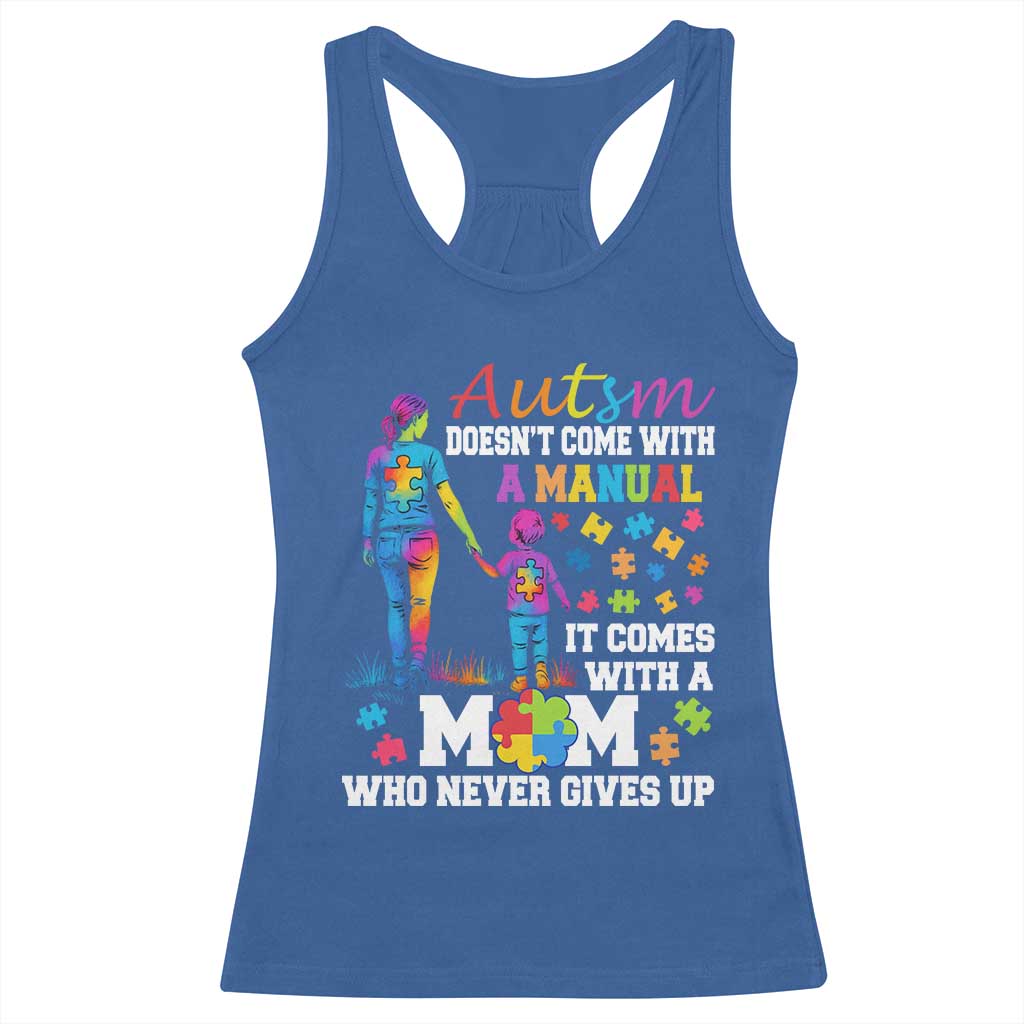 Autism Mom Racerback Tank Top Who Never Gives Up Family Support Autistic