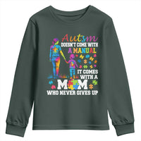 Autism Mom Youth Sweatshirt Who Never Gives Up Family Support Autistic