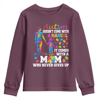 Autism Mom Youth Sweatshirt Who Never Gives Up Family Support Autistic