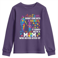 Autism Mom Youth Sweatshirt Who Never Gives Up Family Support Autistic