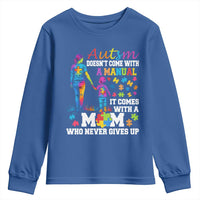 Autism Mom Youth Sweatshirt Who Never Gives Up Family Support Autistic