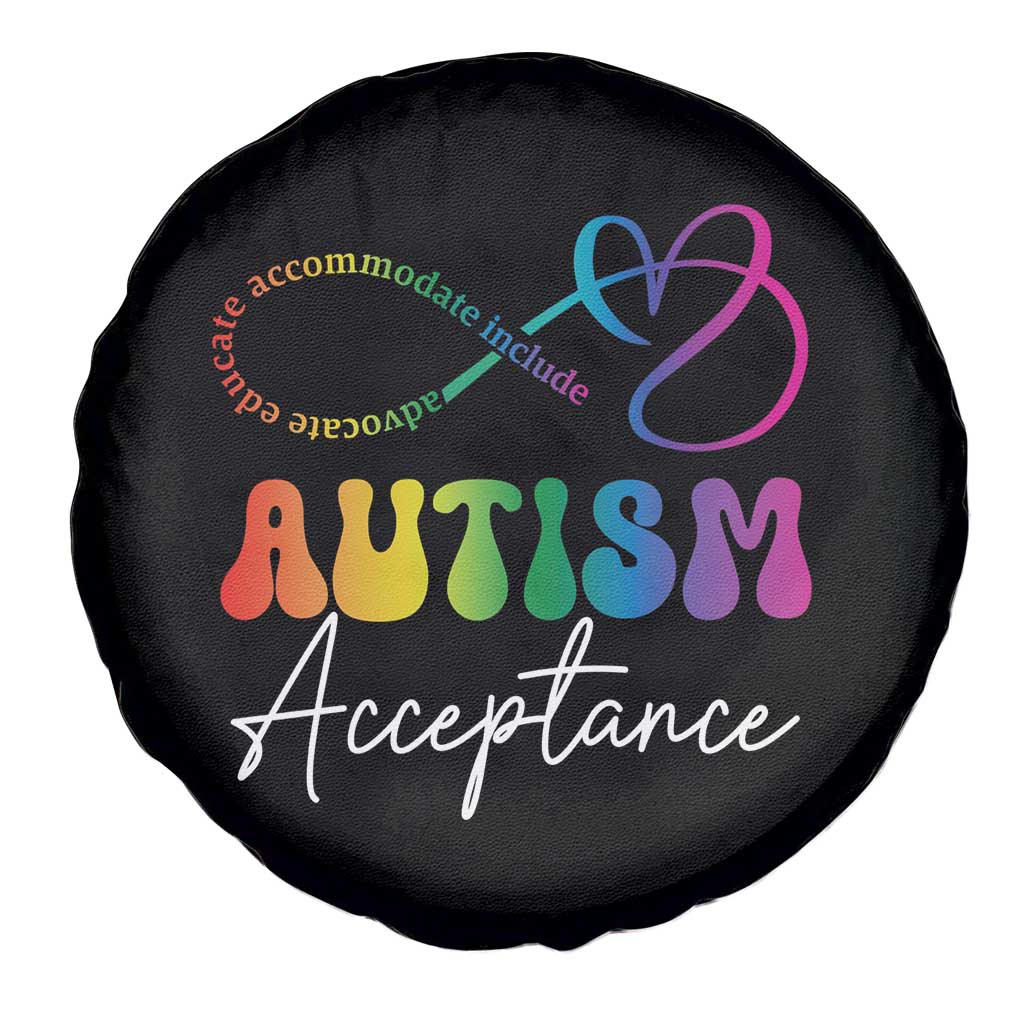 Autism Acceptance Spare Tire Cover Advocate Educate Accomodate Include Rainbow Infinity Symbol