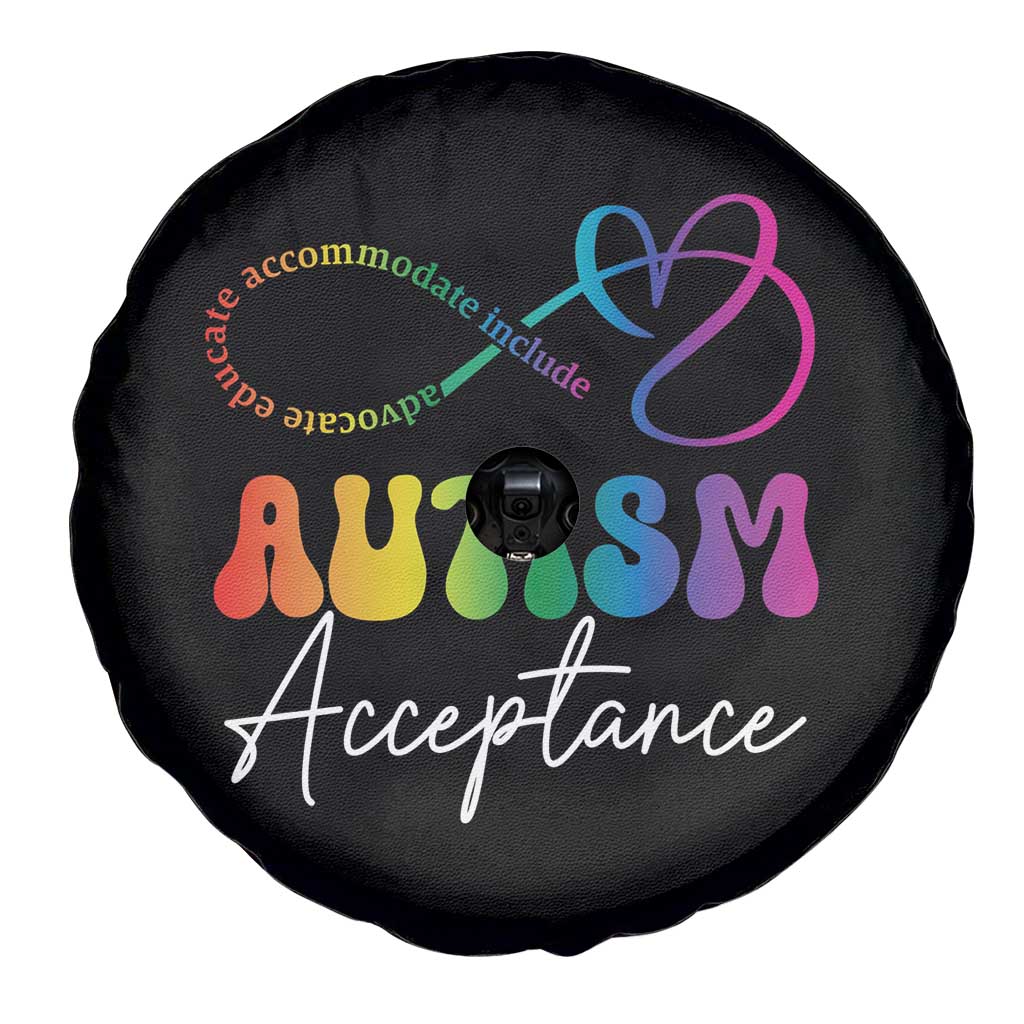Autism Acceptance Spare Tire Cover Advocate Educate Accomodate Include Rainbow Infinity Symbol