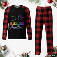 Autism Acceptance Plaid Pajama Set Advocate Educate Accomodate Include Rainbow Infinity Symbol - Wonder Print Shop