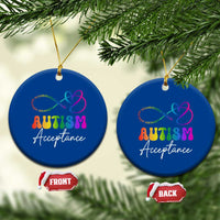 Autism Acceptance Ceramic Ornament Advocate Educate Accomodate Include Rainbow Infinity Symbol - Wonder Print Shop