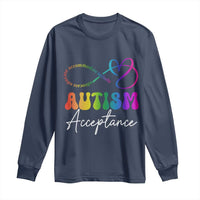 Autism Acceptance Long Sleeve Shirt Advocate Educate Accomodate Include Rainbow Infinity Symbol