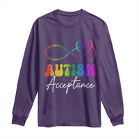 Autism Acceptance Long Sleeve Shirt Advocate Educate Accomodate Include Rainbow Infinity Symbol