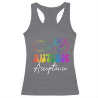 Autism Acceptance Racerback Tank Top Advocate Educate Accomodate Include Rainbow Infinity Symbol