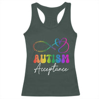 Autism Acceptance Racerback Tank Top Advocate Educate Accomodate Include Rainbow Infinity Symbol