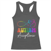 Autism Acceptance Racerback Tank Top Advocate Educate Accomodate Include Rainbow Infinity Symbol