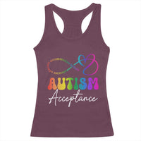 Autism Acceptance Racerback Tank Top Advocate Educate Accomodate Include Rainbow Infinity Symbol