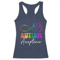 Autism Acceptance Racerback Tank Top Advocate Educate Accomodate Include Rainbow Infinity Symbol