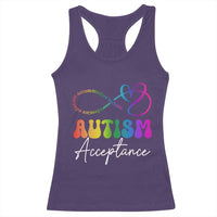 Autism Acceptance Racerback Tank Top Advocate Educate Accomodate Include Rainbow Infinity Symbol