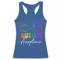 Autism Acceptance Racerback Tank Top Advocate Educate Accomodate Include Rainbow Infinity Symbol