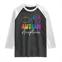 Autism Acceptance Raglan Shirt Advocate Educate Accomodate Include Rainbow Infinity Symbol