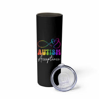 Autism Acceptance Skinny Tumbler Advocate Educate Accomodate Include Rainbow Infinity Symbol