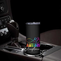 Autism Acceptance Skinny Tumbler Advocate Educate Accomodate Include Rainbow Infinity Symbol
