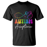 Autism Acceptance T Shirt Advocate Educate Accomodate Include Rainbow Infinity Symbol