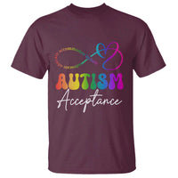 Autism Acceptance T Shirt Advocate Educate Accomodate Include Rainbow Infinity Symbol