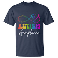Autism Acceptance T Shirt Advocate Educate Accomodate Include Rainbow Infinity Symbol