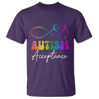 Autism Acceptance T Shirt Advocate Educate Accomodate Include Rainbow Infinity Symbol