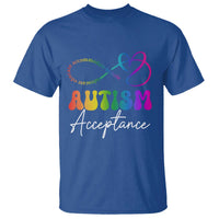 Autism Acceptance T Shirt Advocate Educate Accomodate Include Rainbow Infinity Symbol