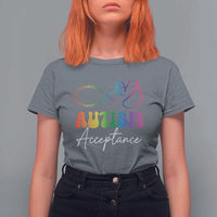 Autism Acceptance T Shirt For Women Advocate Educate Accomodate Include Rainbow Infinity Symbol