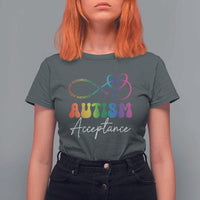 Autism Acceptance T Shirt For Women Advocate Educate Accomodate Include Rainbow Infinity Symbol