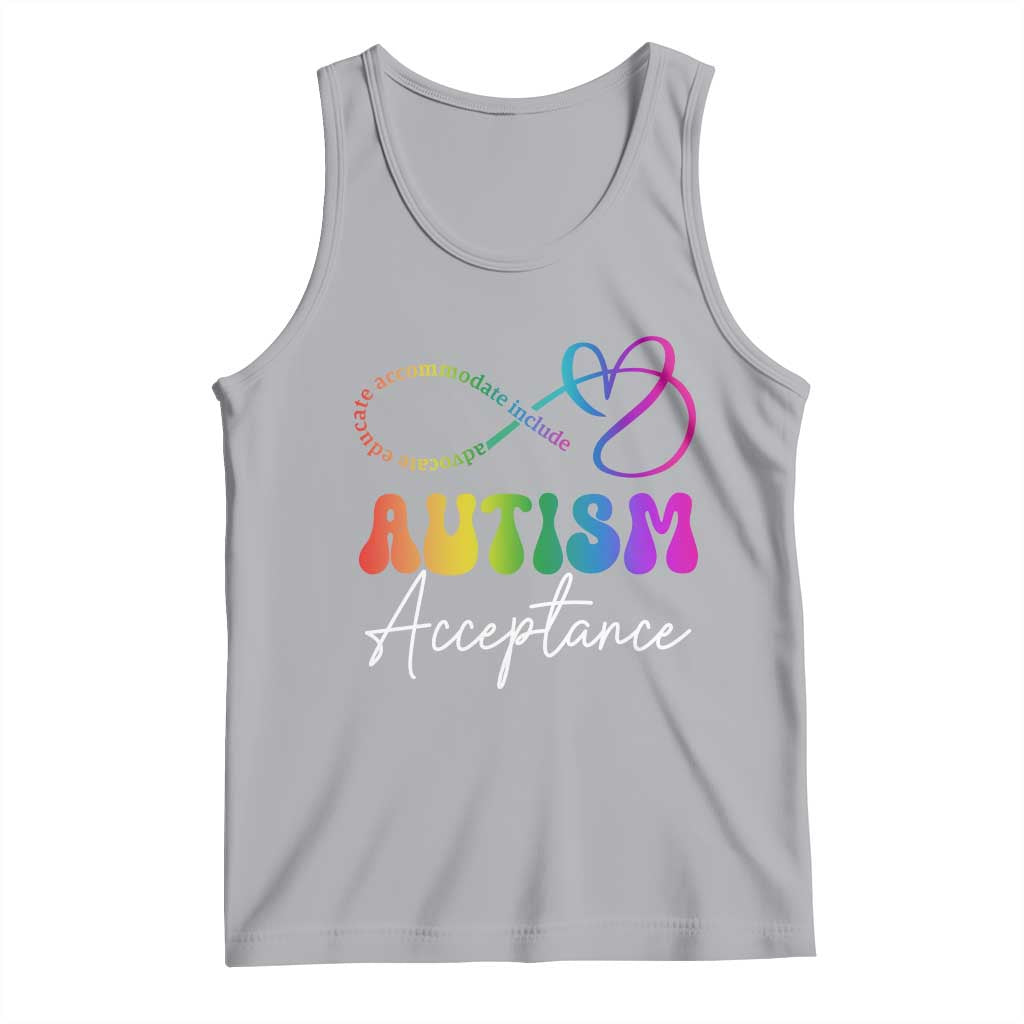 Autism Acceptance Tank Top Advocate Educate Accomodate Include Rainbow Infinity Symbol