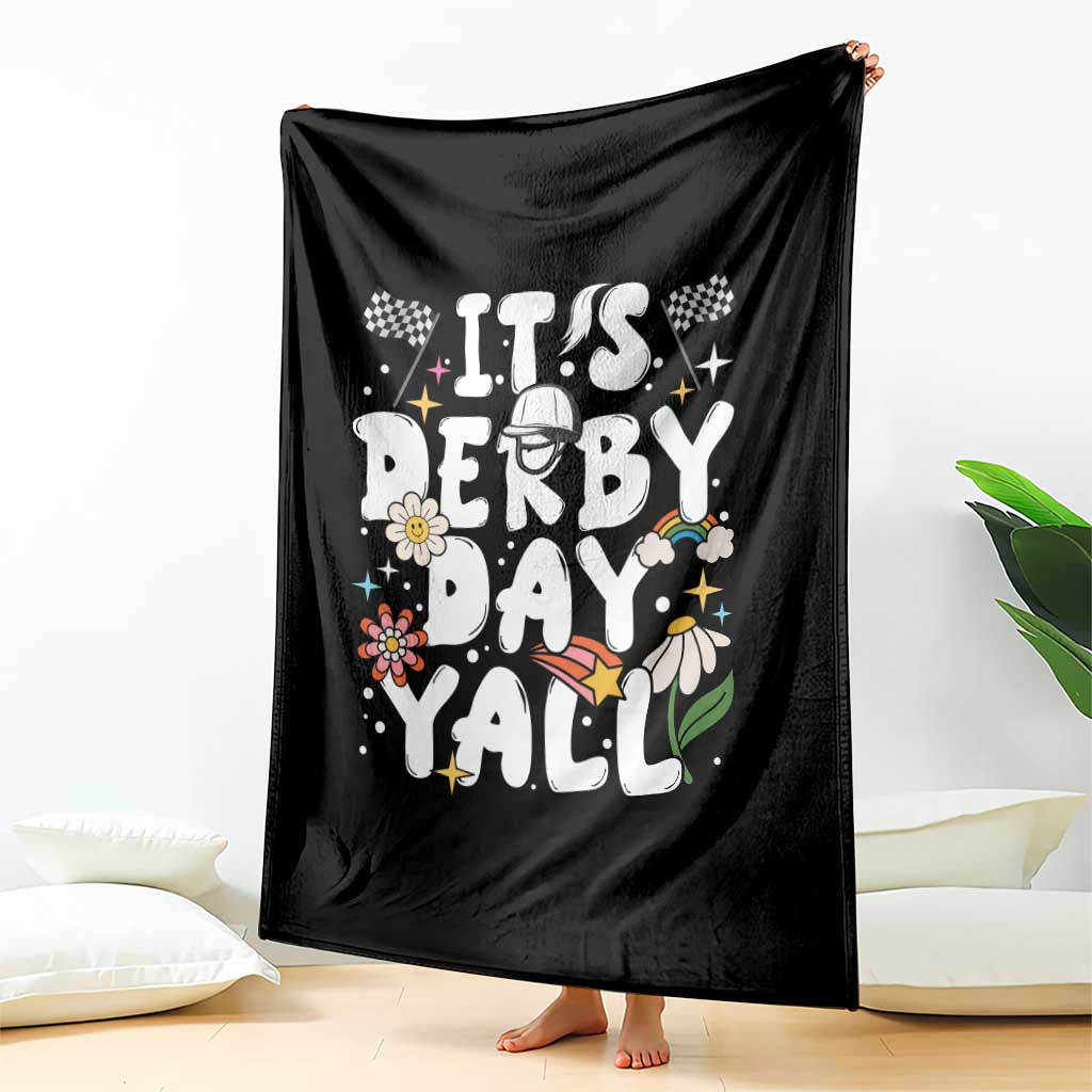 It's Derby Day Y'All Throw Blanket Retro Groovy KY Horse Racing