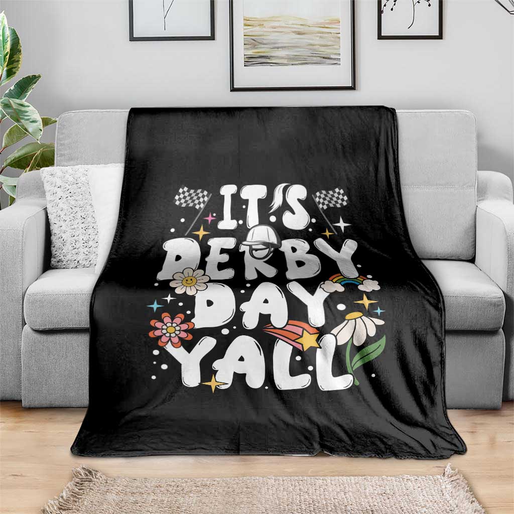 It's Derby Day Y'All Throw Blanket Retro Groovy KY Horse Racing