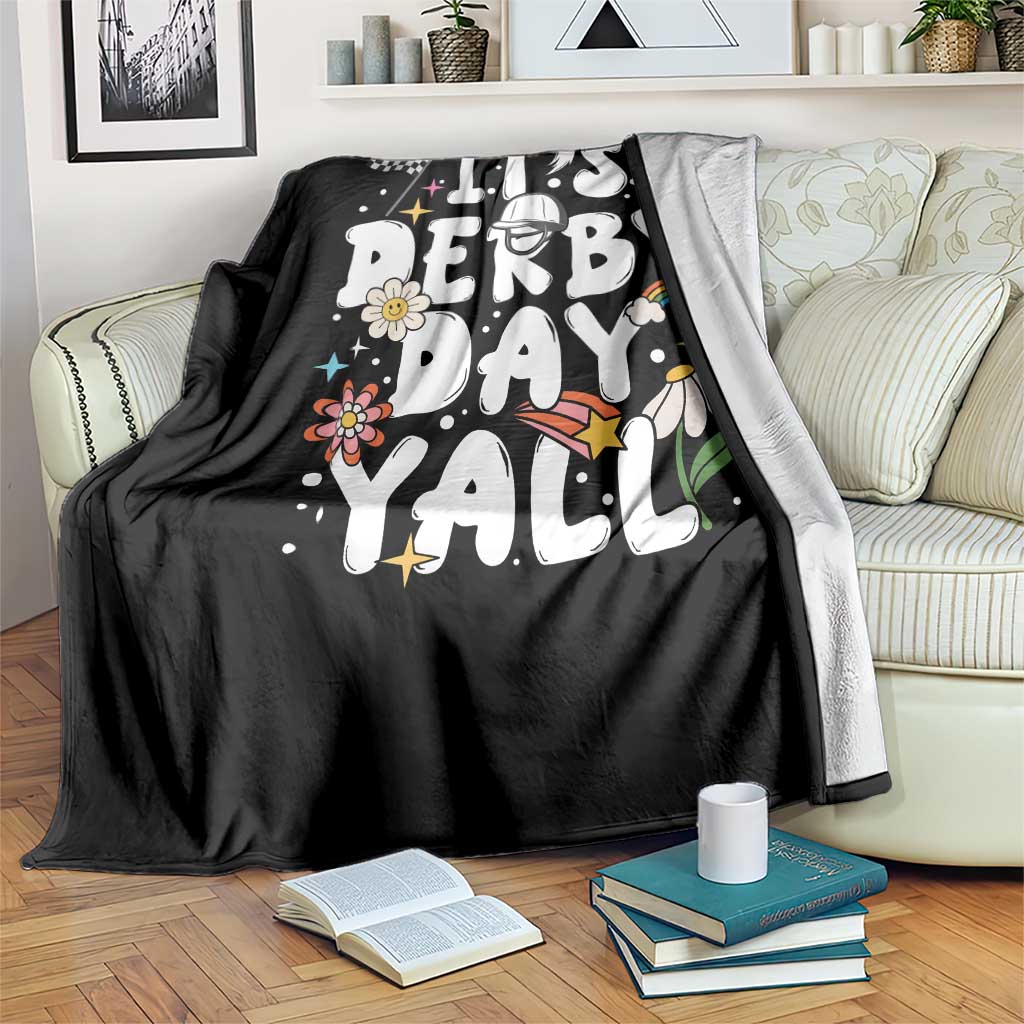 It's Derby Day Y'All Throw Blanket Retro Groovy KY Horse Racing