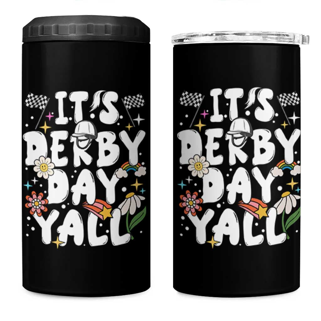 It's Derby Day Y'All 4 in 1 Can Cooler Tumbler Retro Groovy KY Horse Racing