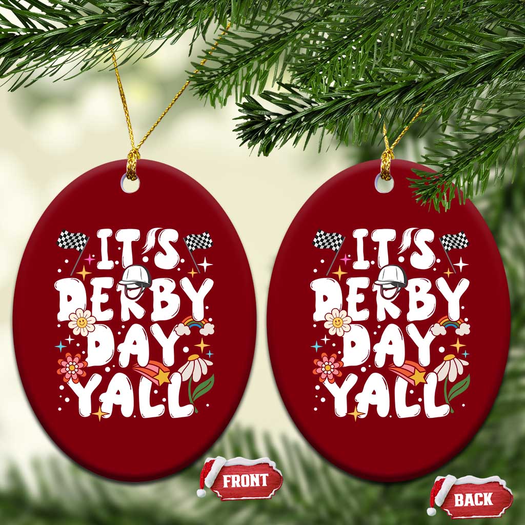It's Derby Day Y'All Ceramic Ornament Retro Groovy KY Horse Racing