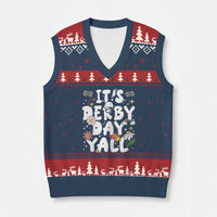 It's Derby Day Y'All V-Neck Knit Sweater Vest Retro Groovy KY Horse Racing