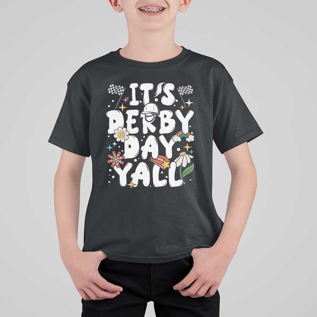 It's Derby Day Y'All T Shirt For Kid Retro Groovy KY Horse Racing