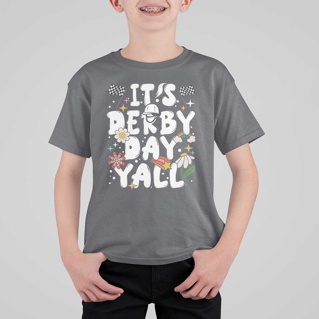 It's Derby Day Y'All T Shirt For Kid Retro Groovy KY Horse Racing