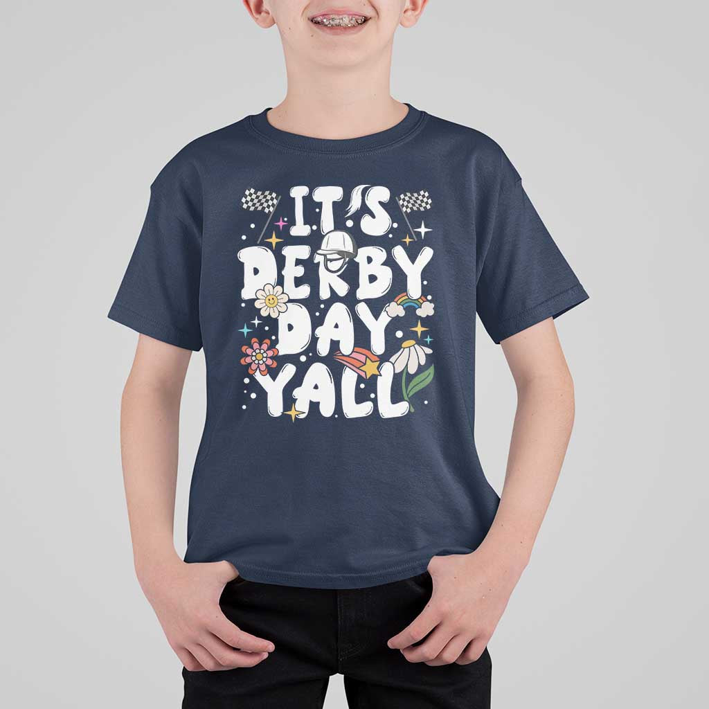 It's Derby Day Y'All T Shirt For Kid Retro Groovy KY Horse Racing