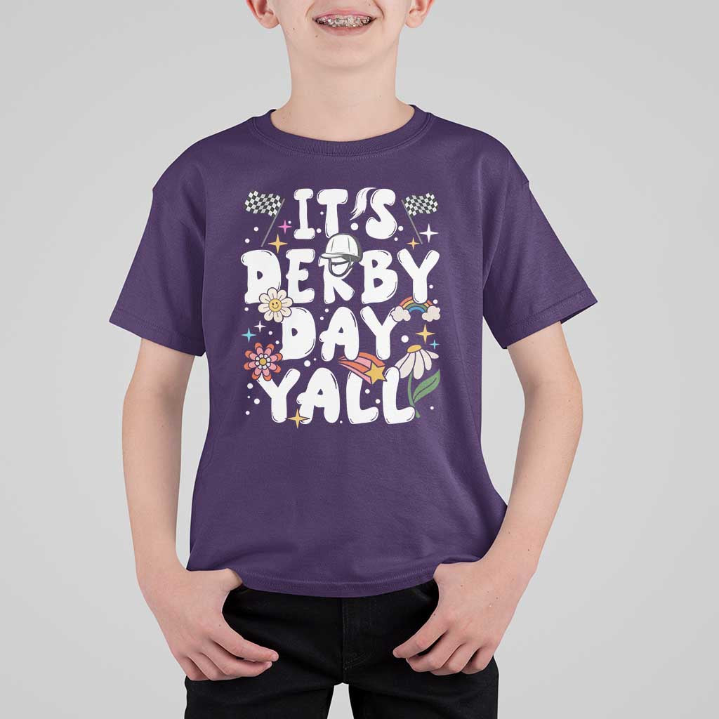 It's Derby Day Y'All T Shirt For Kid Retro Groovy KY Horse Racing
