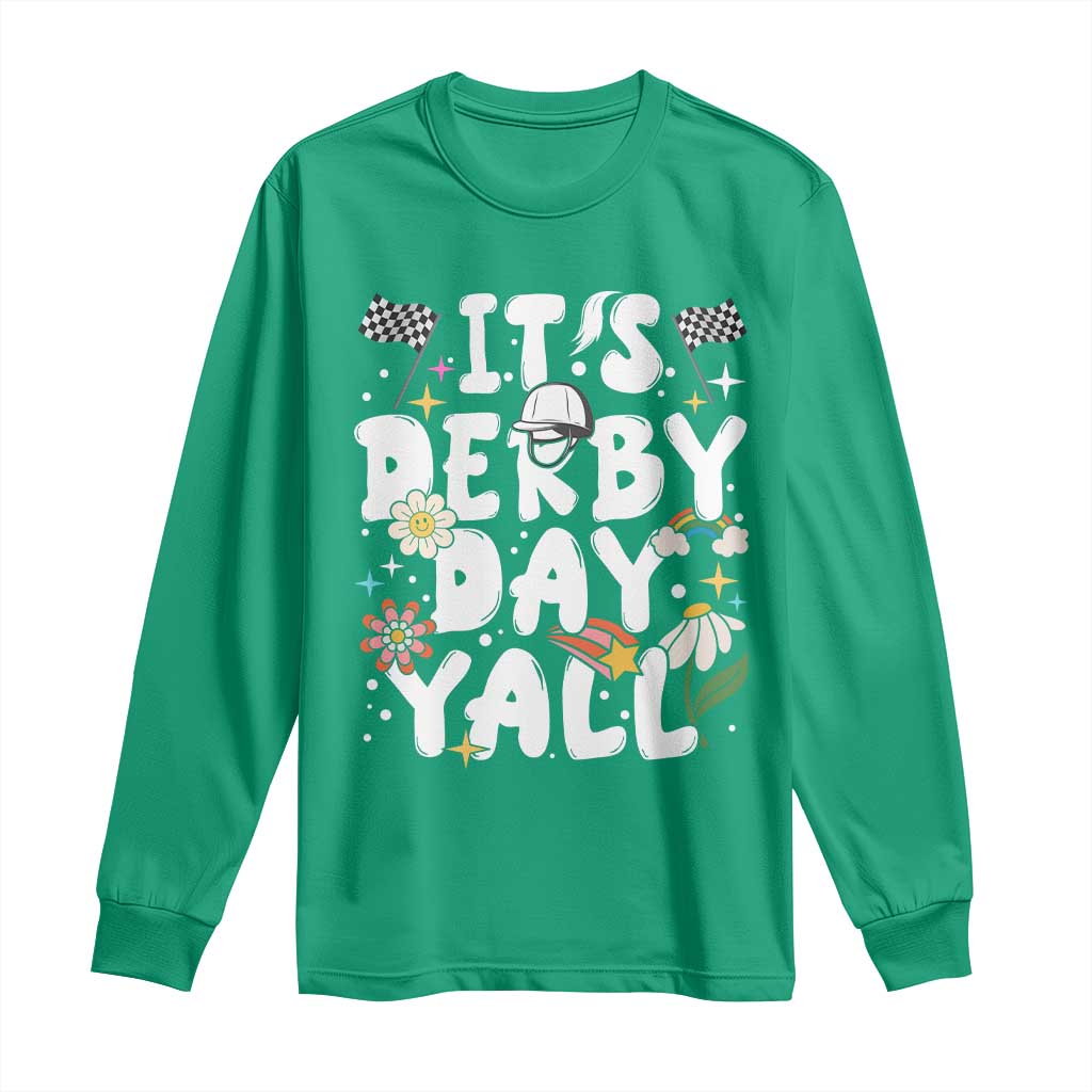 It's Derby Day Y'All Long Sleeve Shirt Retro Groovy KY Horse Racing