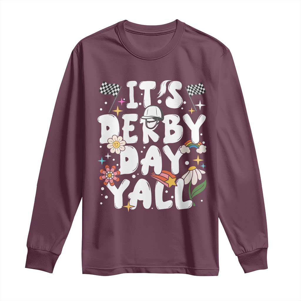 It's Derby Day Y'All Long Sleeve Shirt Retro Groovy KY Horse Racing
