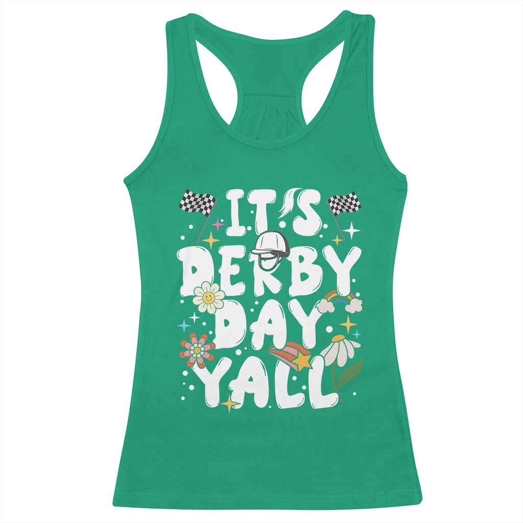 It's Derby Day Y'All Racerback Tank Top Retro Groovy KY Horse Racing