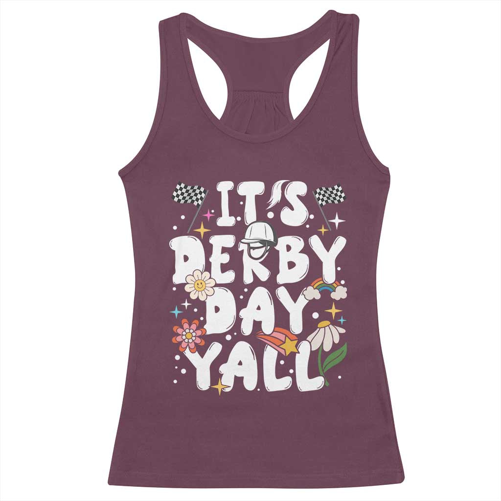 It's Derby Day Y'All Racerback Tank Top Retro Groovy KY Horse Racing