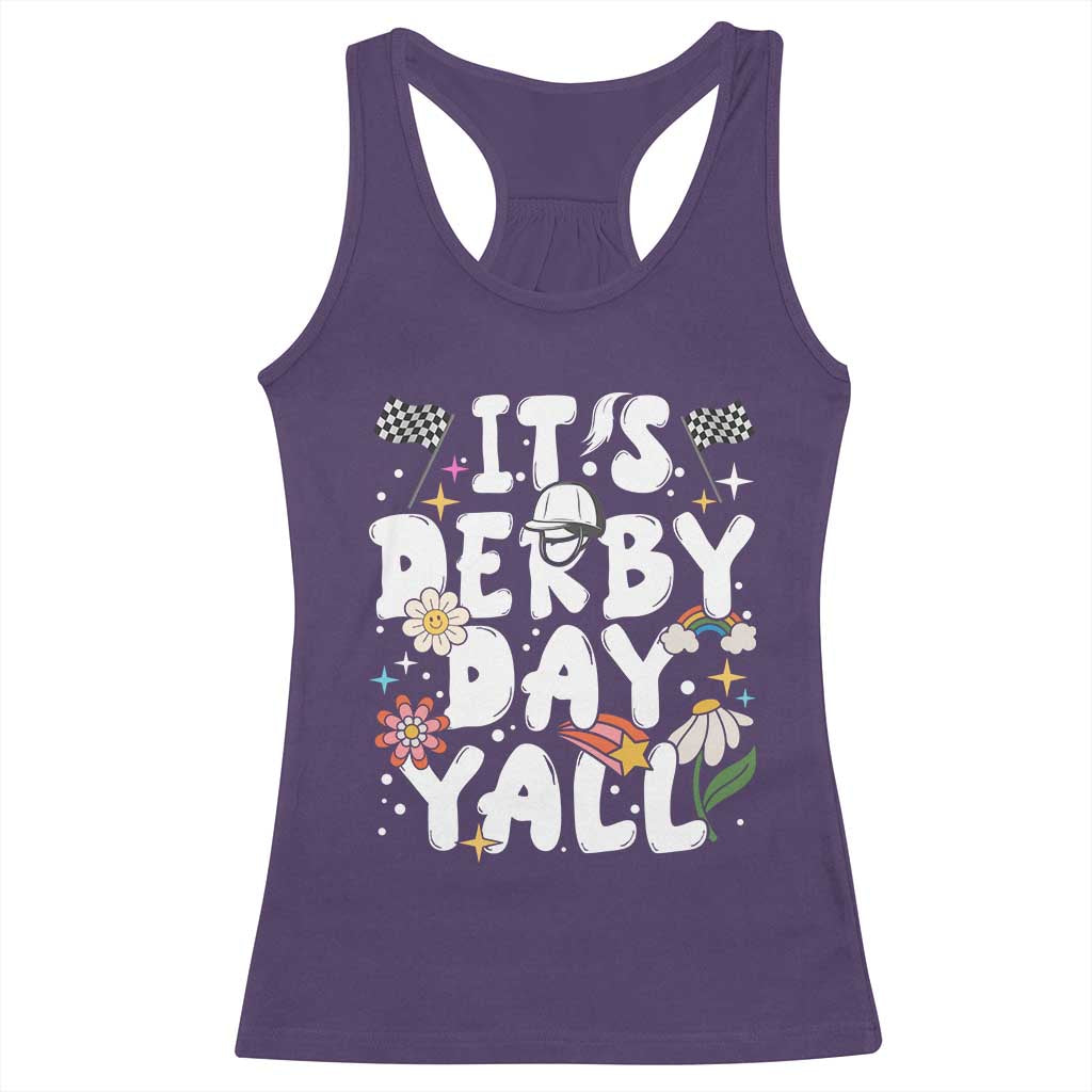 It's Derby Day Y'All Racerback Tank Top Retro Groovy KY Horse Racing