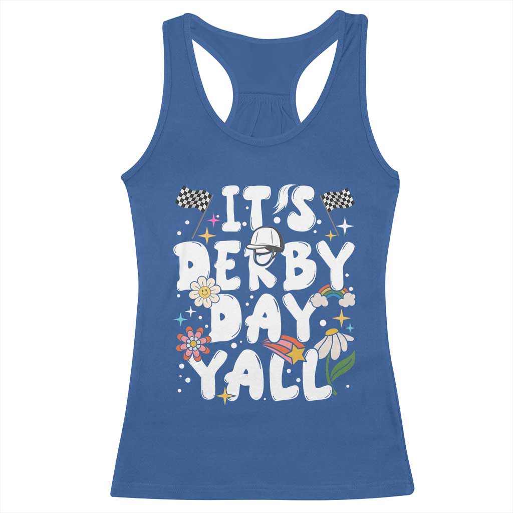 It's Derby Day Y'All Racerback Tank Top Retro Groovy KY Horse Racing